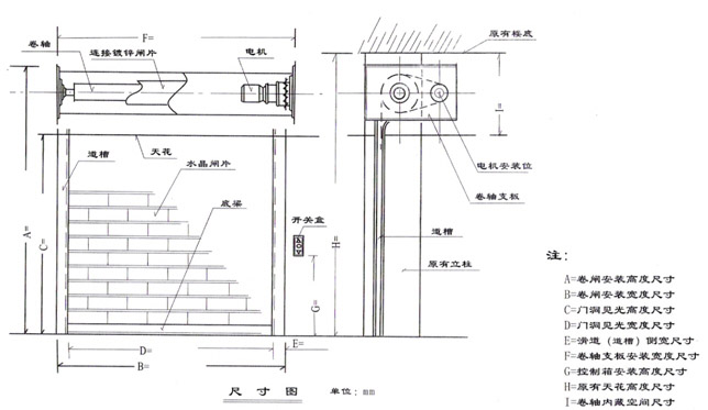 广州电动卷闸门--外置电机安装示意图